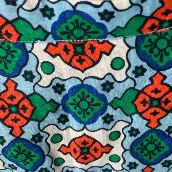 BODEN Cleo Linen Tie Waist Dress Ivory Amalfi Print Preppy Boho Red Blue Size 2 - Picture 12 of 13